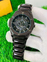 Hublot Diamond Cut Stainless Steel Men's Watch – Heavy Weight Automatic Chronograph