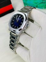 Patek Philippe Style Stainless Steel Men's Watch – Classic Date Display