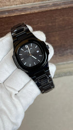 Patek Philippe Style Stainless Steel Men's Watch – Classic Date Display