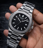 Patek Philippe Style Stainless Steel Men's Watch – Classic Date Display