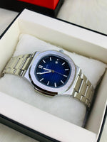 Patek Philippe Style Stainless Steel Men's Watch – Classic Date Display
