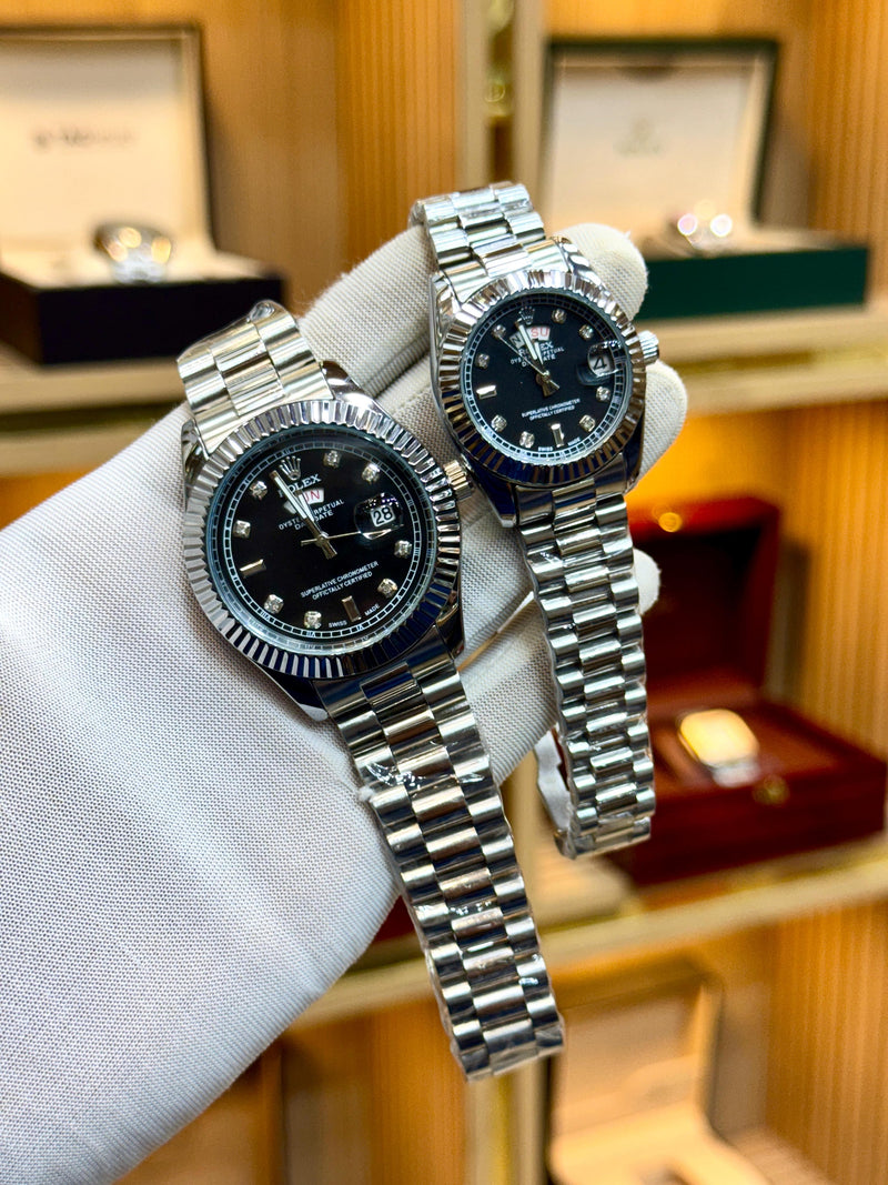 Rolex Couple Set – Matching Stainless Steel Chains
