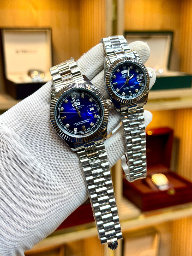 Rolex Couple Set – Matching Stainless Steel Chains