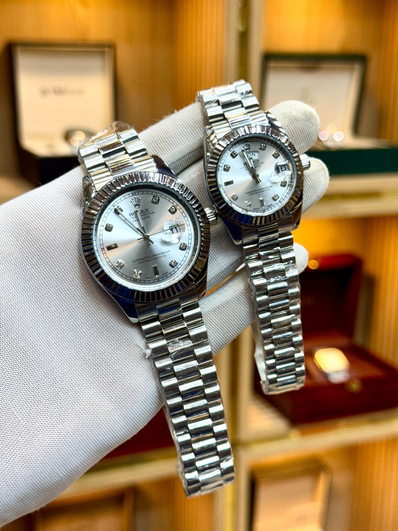 Rolex Couple Set – Matching Stainless Steel Chains