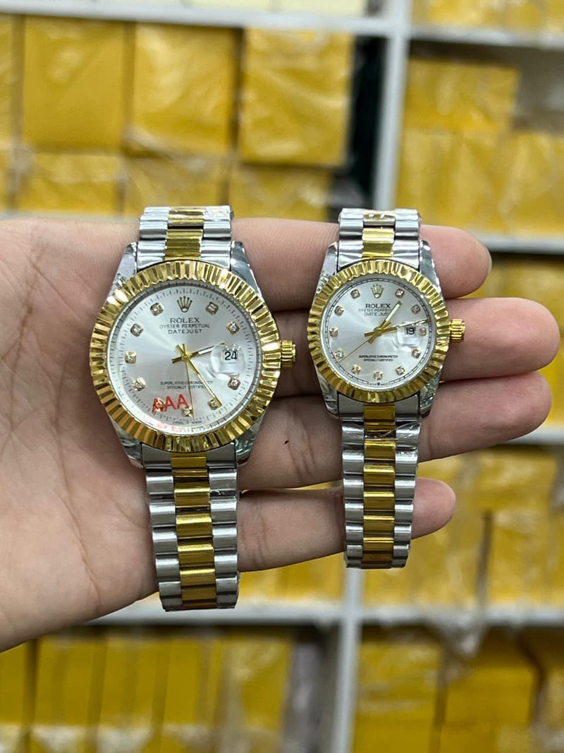 Rolex Couple Set – Matching Stainless Steel Chains