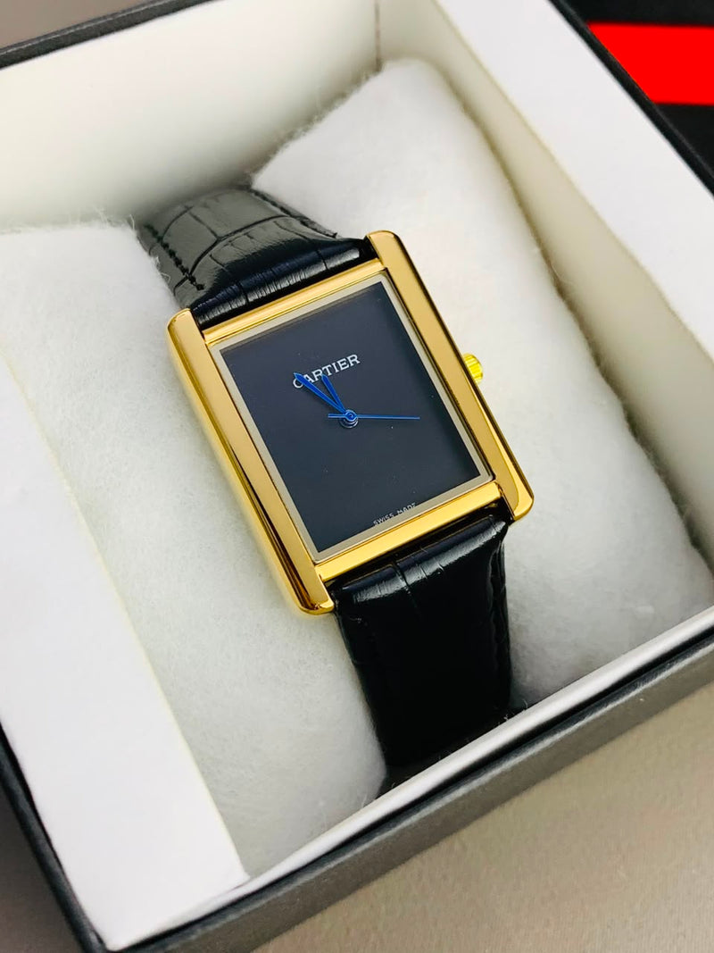 Cartier Tank Watch – Premium Stainless Steel & Leather Strap