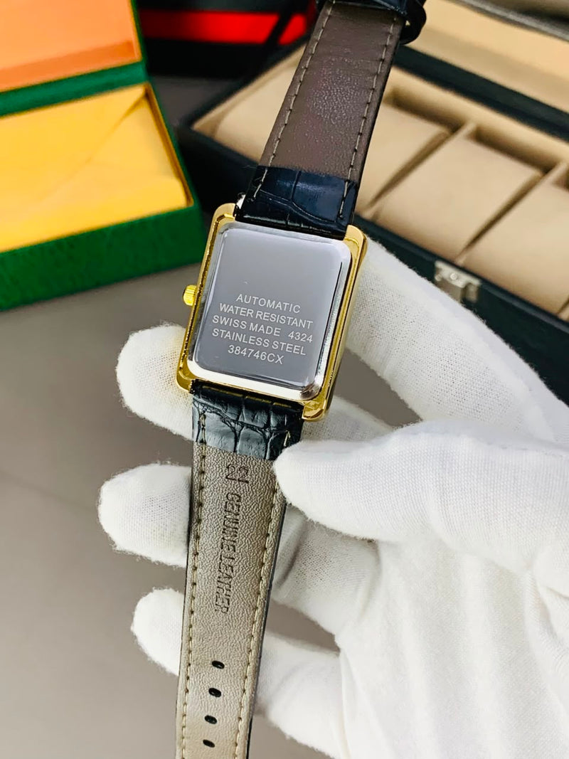 Cartier Tank Watch – Premium Stainless Steel & Leather Strap