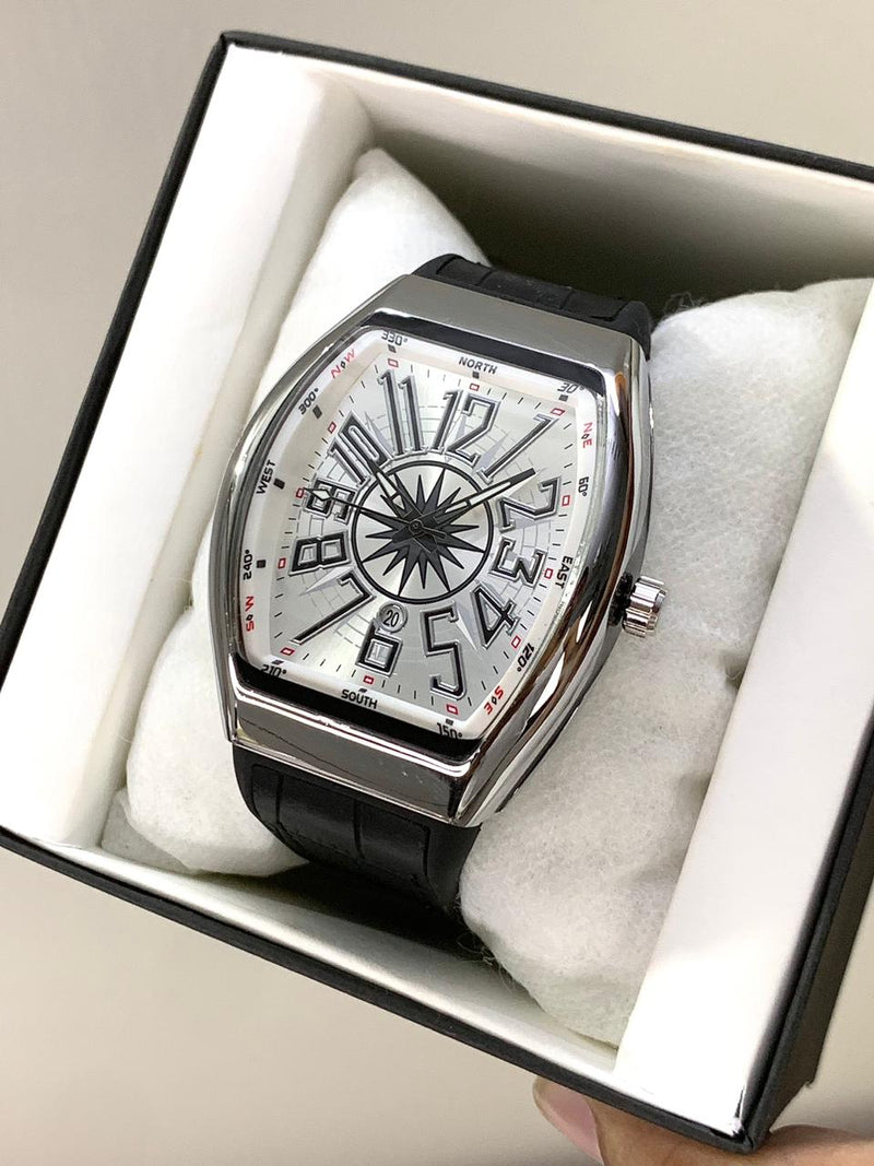 Franck Muller Watch – Stainless Steel Dial & Premium Rubber Strap