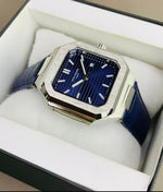 Patek Philippe Leather Strap Watch – Classic Stainless Steel Dial