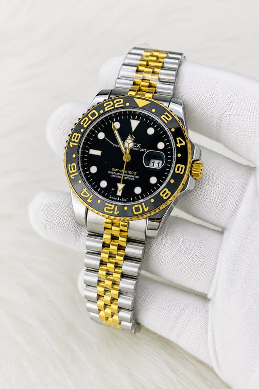 Rolex GMT Watch – Stainless Steel Chain & Rotating Bezel