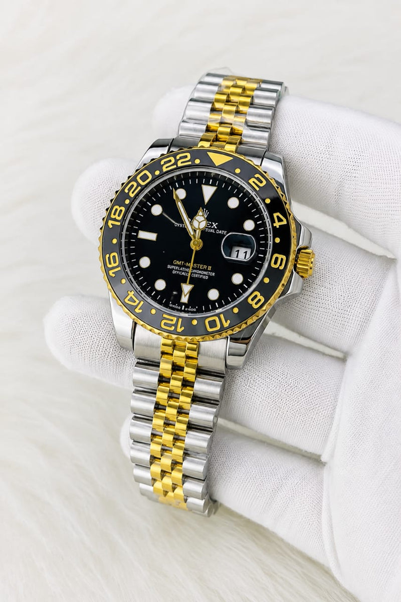 Rolex GMT Watch – Stainless Steel Chain & Rotating Bezel