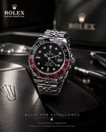 Rolex GMT Watch – Stainless Steel Chain & Rotating Bezel