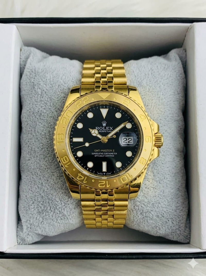 Rolex GMT Watch – Stainless Steel Chain & Rotating Bezel