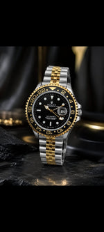 Rolex GMT Watch – Stainless Steel Chain & Rotating Bezel
